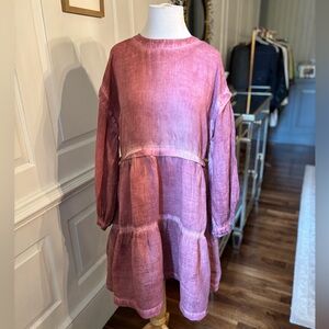 Sea New York size S pink tie dye cotton linen blend dress